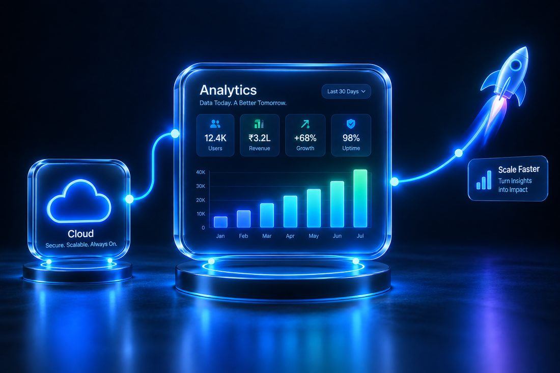 Illustration of a SaaS analytics dashboard automation